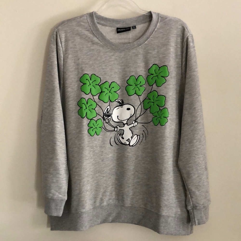 Peanuts SNOOPY Gray Crewneck St. Patrick’s Day Sweatshirt SIZE 1X